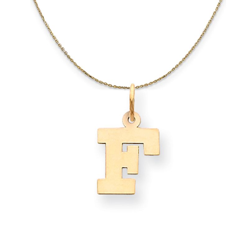 14k Yellow Gold, Amanda, Sm Block Initial F Necklace - 24 Inch